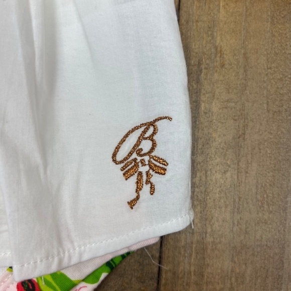 Baker Baby by Ted Baker Bodysuit Dress in White with Floral Trim Sz 0-3M - Picture 4 of 7